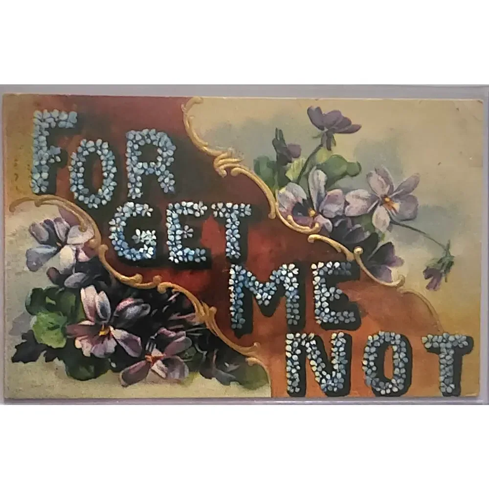 Lot Of Four Vintage Antique Embossed Postcards Flowers Darling Sweetheart Forget